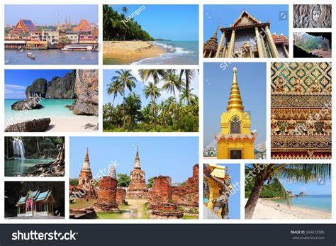 Travel Photo Collage Thailand Collage Includes Stock Photo 244672585