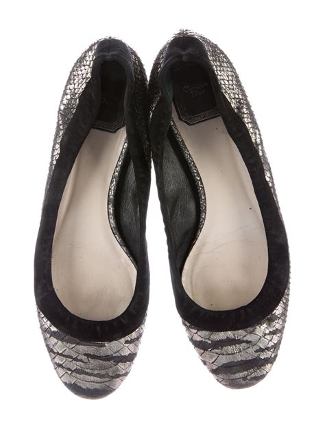 Christian Dior Metallic Snakeskin Flats Shoes Chr56894 The Realreal