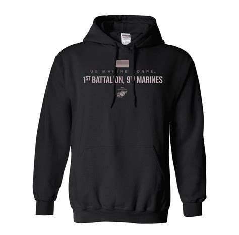 Us Marine Corps 1st Battalion 9th Marines Subdued Hooded Sweatshirt
