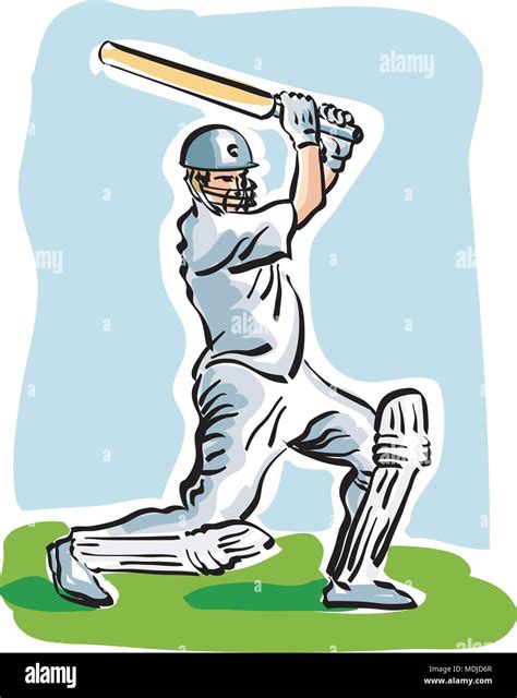 Vector Illustration Of A Cricket Player Stock Vector Image And Art Alamy