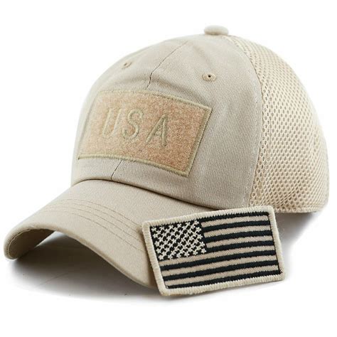 Ma Croix Us Military Cap American Flag Hat Detachable Baseball Mesh