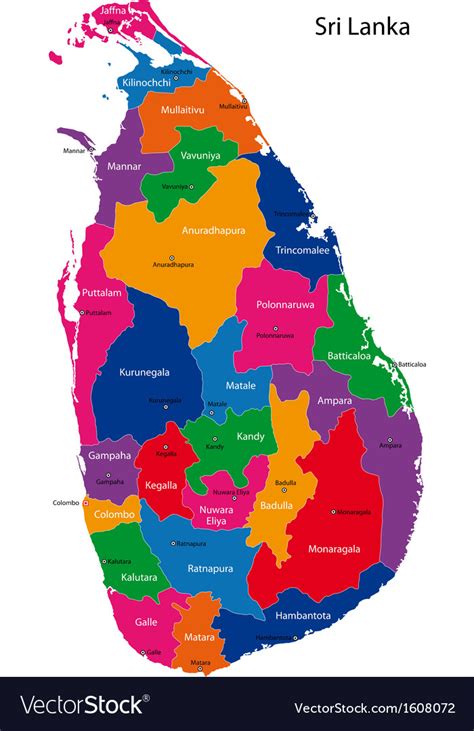 Sri Lanka Map Royalty Free Vector Image Vectorstock