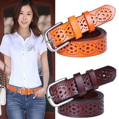 New Women Fashion Wide Genuine Leather Belt Woman Without Drilling