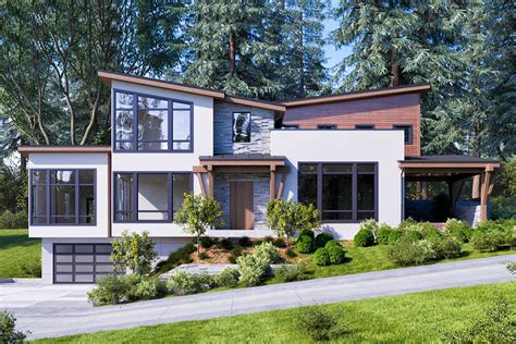 24 House Plan Inspiraton Modern House Plan With Drive Under Garage