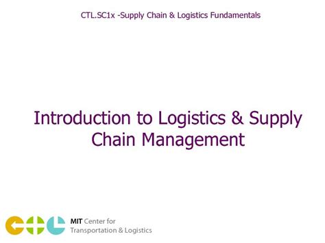 Pdf Introduction To Logistics And Supply Chain Management Edx