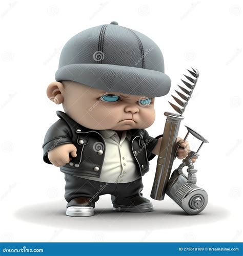 Tiny Gangster Character With Gun Generative Ai Stock Illustration