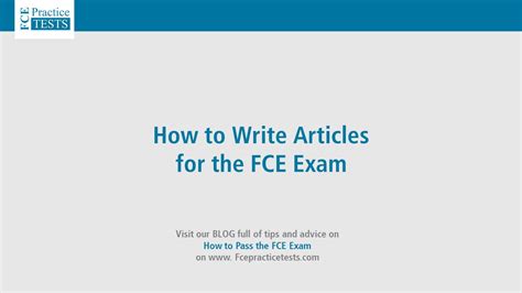 How To Write Articles For The FCE YouTube