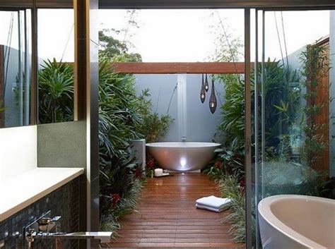 28 Stunning Outdoor Bathtub Ideas Tropical Bathroom Decor Indoor