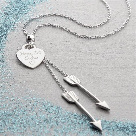 Personalised Sterling Silver Double Arrow Necklace By Hurleyburley