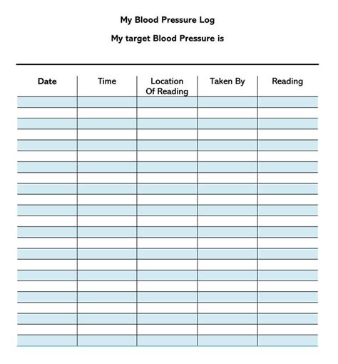 30 Free Blood Pressure Log Sheets And Charts Word Pdf