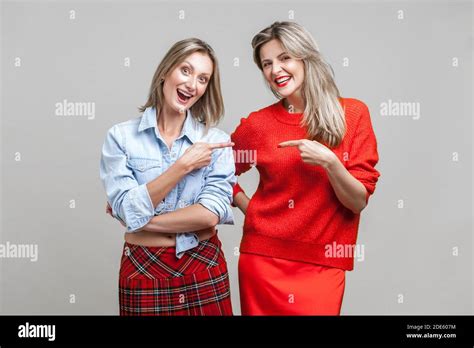 Best Friends Joking Portrait Of Two Happy Women In Casual Clothes