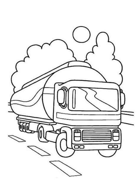 Don't hide or play in or around trash containers. Oil Container Semi Truck On The Road Coloring Page ...