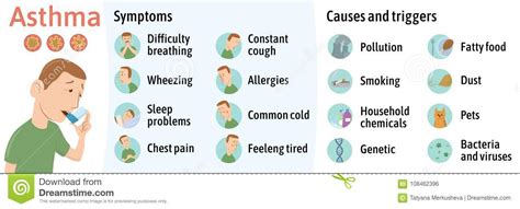 De Symptomen En De Oorzaken Van Astma Infographics Vectorillustratie