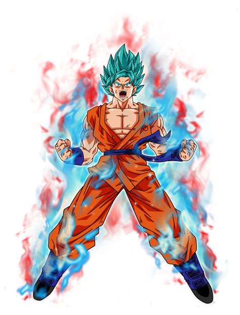 A Drawing Of Gohan With Blue And Red Flames Around Him On A White
