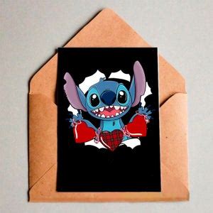Lilo And Stitch Gifts Png Stitch Red Heart Png Valentines Etsy