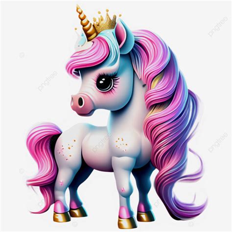 Cartoon Unicorn With Pink Mane And Crown Unicorn Cartoon Horses Png