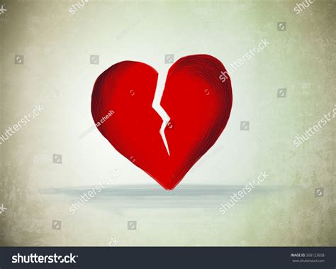 Drawing Of Red Cracked Broken Heart Shape Love Heart Break Sad