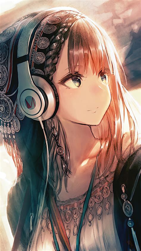 1080x1920 Anime Girl Headphones Looking Away 4k Iphone 76s6 Plus