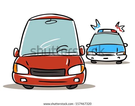 Police Chasing Car Cartoon Illustration Stock Vector Royalty Free