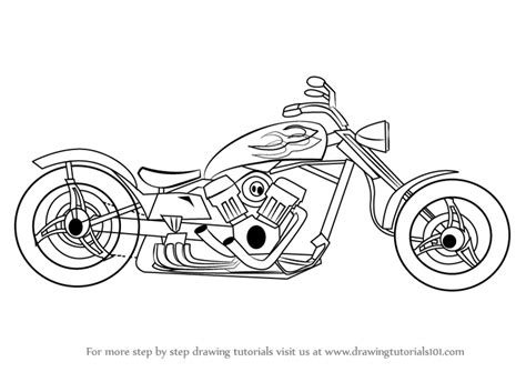 Learn How To Draw A Chopper Two Wheelers Step By Step Drawing
