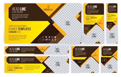 Yellow And Black Web Banners Templates Stock Vector Illustration Of
