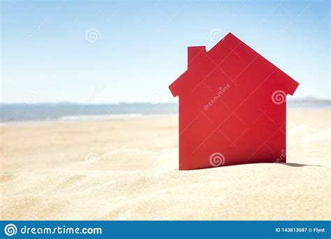 House On The Sand Beach Real Estate Or Vacation Rental Stock Image