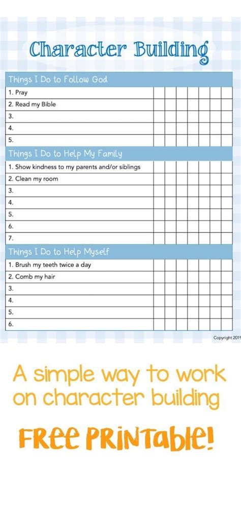 Character Building Chart For Kids Free Printable The Chirping Moms