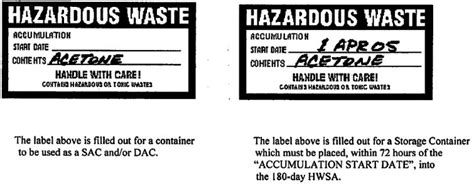Hazardous Waste Label Example Labels