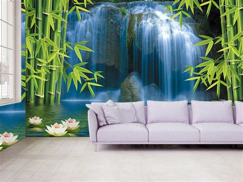 3d Bamboo Waterfall Self Adhesive Living Room Mural Wallpaper Wall