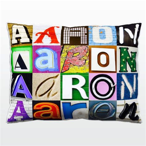 Personalized Pillow Featuring Aaron In Photos Of Sign Letters Etsy In