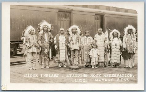 Sioux Indians Standing Rock Reservation Mandan Nd Antique Real Photo