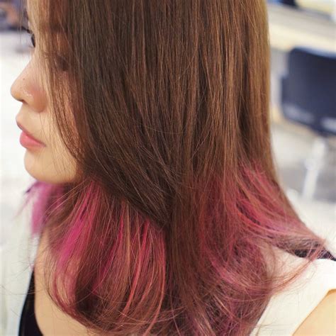 The pink highlights on brown hair can come in a more intense or lighter option. Yina's Pink Highlights on Brown Base By Stephanie Yeo ...