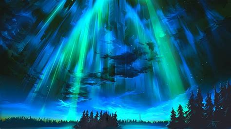 Hd Wallpaper Norway Winter Lake Northern Lights 4k Ultra Hd Blue Sky
