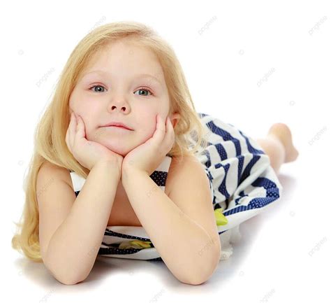 Striped Dressclad Girl Reclining On The Ground Pretty Girl Face Photo