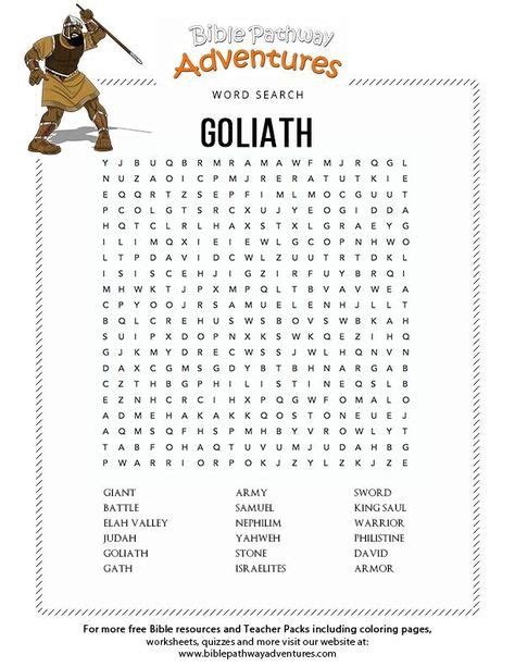 Printable Bible Word Search Goliath David And Goliath Bible Quiz