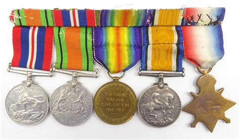 Ww1ww2 Group Of Five Medals Comprising 1914 Mons Star British War