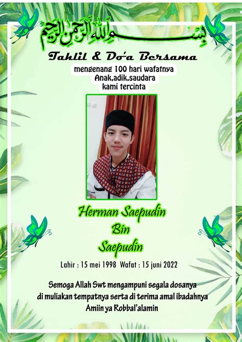 kartu tahlil meninggal 100,40,1000 hari bahan hvs /paper glossy tanpa