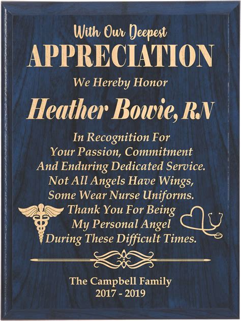 Nurse Thank You Appreciation Plaque Recognition T Nurse Etsy