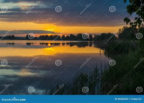 Sunrise Over The Lake Stock Image Image Of Scene Moravia 40485605