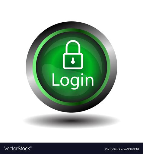 Enter your future log in details. Green round Glossy Login icon Royalty Free Vector Image