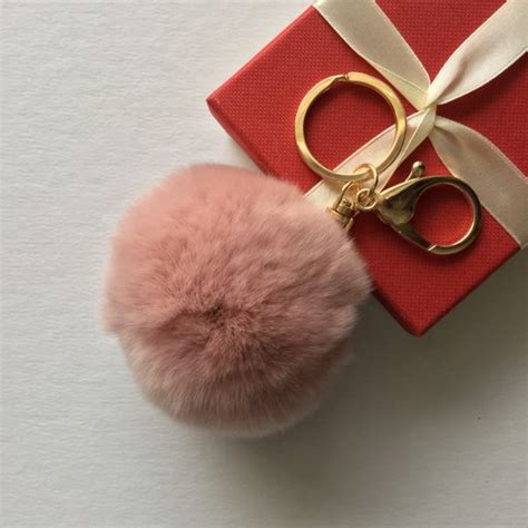 Fur Pom Pom Keychain Fur Ball Bag Pendant Charm Made From Rex