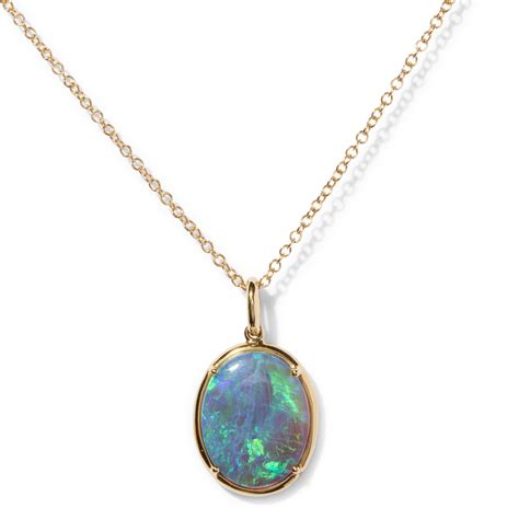 Shift Necklace With Mid Blue Opal Australian Opal Jewelry Fade To