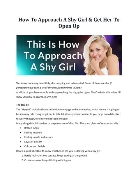How To Approach A Shy Girl And Get Her To Open Up By The Attractive Man Issuu