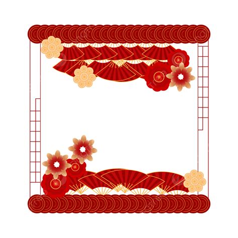 구정 설날 붉은 꽃 테두리 무료 벡터 투명 Hd 중국의 설날 봄 축제 붉은 꽃 테두리 Png 일러스트 및 벡터 에 대한 무료 다운로드 Pngtree