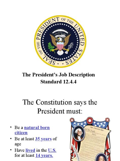 The Presidents Job Description Standard 1244 Presidents Of The
