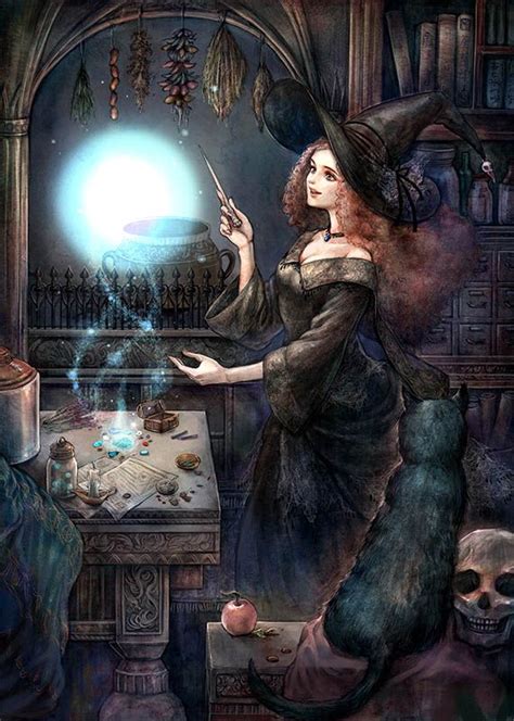 Witchcraft Fantasy Witch Beautiful Witch Halloween Art