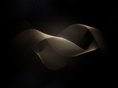 Wallpaper Waves Golden Lines Dark Black Abstract Desktop Wallpaper