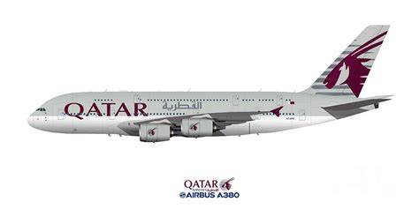 Illustration Of Qatar Airways Airbus A380 Digital Art By Steve H Clark