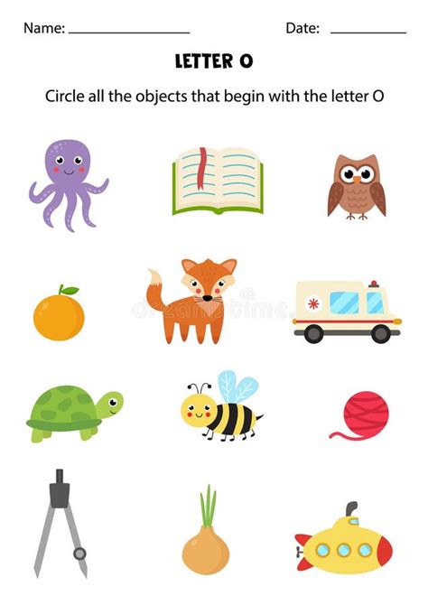 Letter Recognition For Kids Circle All Objects That Start With O