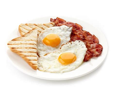 Breakfast With Fried Eggs Bacon And Toasts Stock Image Image Of